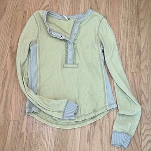 Free People casual mint green waffle shirt